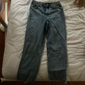 High waisted straight blue jean s4